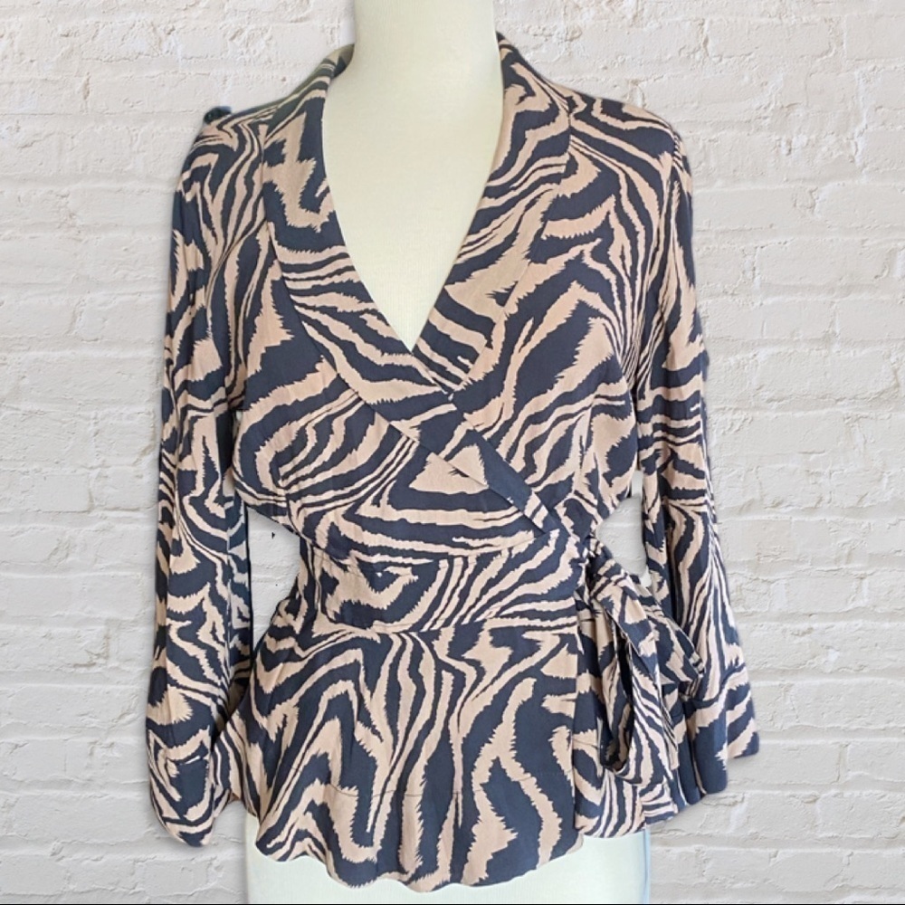 {Ganni} zebra print wrap top